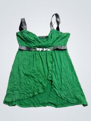 Green Embellished Strap Top
