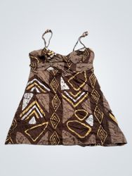 R.P. TAMARO Women's Brown Patterned Spaghetti Stra..