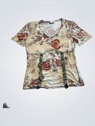 Top à col en V imprimé floral MIMOSKA