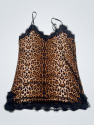Spitzen-Camisole mit Leopardenmuster und schwarzer..