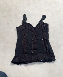 Black Embellished Tank Top