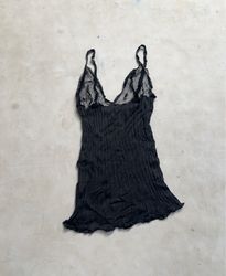 Black Lace Trim Slip Dress
