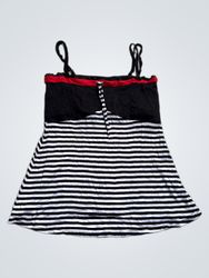 NO EXCUSE Black and White Striped Tank Top