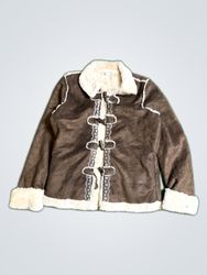 Brown Suede Jacket with Fur Trim