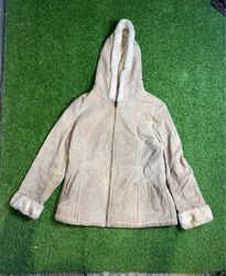 Tan Fur-Lined Hooded Jacket