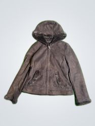 Brown Fur-Lined Hooded Jacket