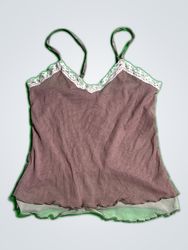 Brown Camisole with Lace Trim