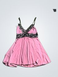 Lace Trim Pink Slip Dress