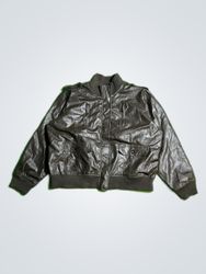 paper tee Leather Jacket