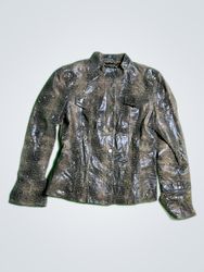 Pamela McCoy Leather Snake Print Jacket