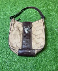 Chaps Beige Canvas Hobo Shoulder Bag