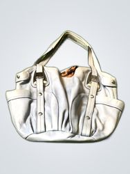 B. Makowsky Gray Leather Tote Handbag