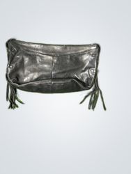 AK Black Leather Fringe Shoulder Bag