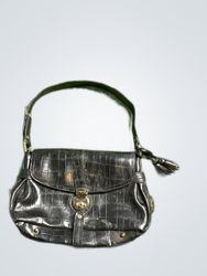 Liz Claiborne Black Crocodile Embossed Shoulder Ba..