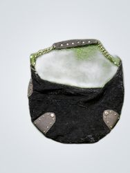 Black Shoulder Bag with Studded Accents