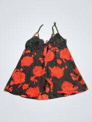 Holiday Editions Black Rose Print Slip Dress