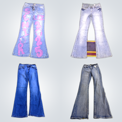 Y2k flared embroidery jeans
