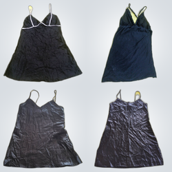 Black satin slip dress