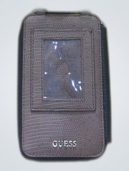 Guess Taupe Lizard Embossed Crossbody Wallet