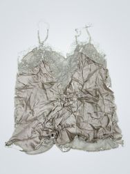 Gray Lace-Trimmed Silk Cami