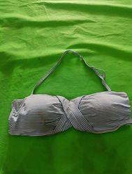 Blue and White Striped Bra