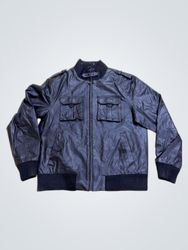 Black Faux Leather Bomber Jacket