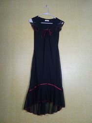 Speechless Black Sheer Dress with Red Trim