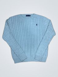 ポロ・ラルフ・ローレン ライトブルー ケーブルニットセーター