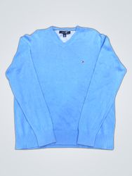 Suéter de cuello en V azul claro Tommy Hilfiger
