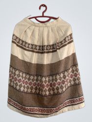 Dolly Pleated A-line Skirt with Geometric Pattern