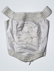 White Off-the-Shoulder Corset Top with Embellishme..
