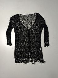 PARK BRAVO Black Crochet Cardigan