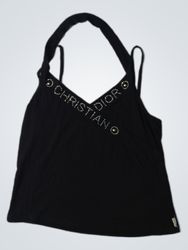 Christian Dior Black Embellished Halter Top