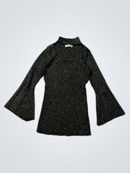 Only Black Glitter Bell Sleeve Turtleneck Top