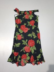 AYLE Black Floral Print Dress with Ruffle Hem