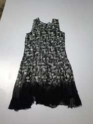 Blue Illusion Black Floral Print Sleeveless Dress
