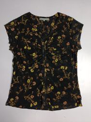danielrainn Women's Black Floral Ruched Sheer Mesh..