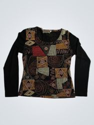 LA BAMBI Abstract Print Long Sleeve Top