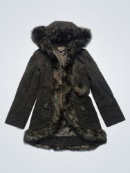 Moda International Black Faux Fur Trimmed Hooded C..