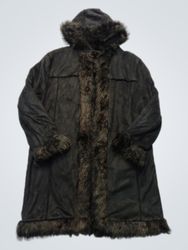 Black Faux Fur Trimmed Hooded Coat