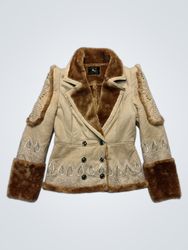 BORROSS NEW STYLE Women's Beige Faux Suede & Fur T..