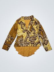 Women's Printed Long Sleeve Peplum Blouse