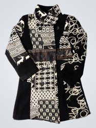 Patchwork Coat with Deer and Snowflake Motifs