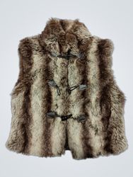 Striped Faux Fur Vest