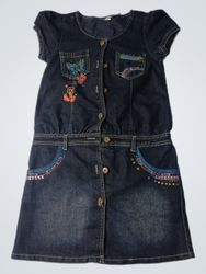 MIM Denim Dress with Butterfly Embroidery