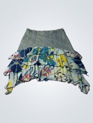 Blu Deise Fashion Denim and Chiffon Ruffle Skirt