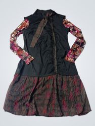 O.K.S Dress with Printed Sleeves and Skirt