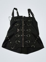 Black Buckled Zipper Top