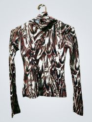 Stradivarius Turtleneck Feather Print Top