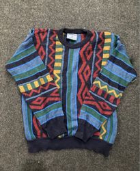 ENRICO PIERO Men's Geometric Pattern Crewneck Swea..